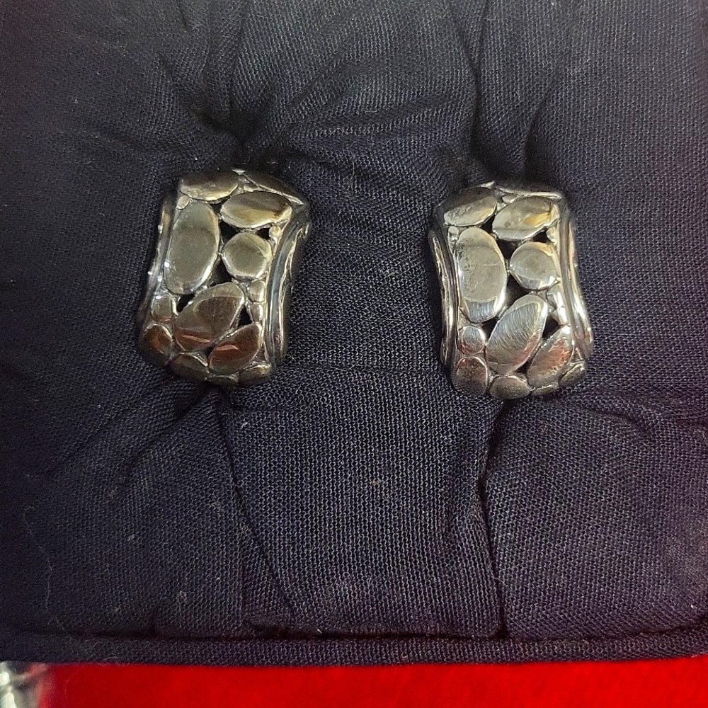 John Hardy Kali Pebble Sterling Silver Omega Earrings